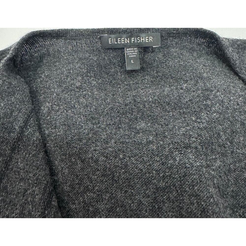 Eileen Fisher Merino Wool Cashmere Layered Open Front Long Cardigan Size Large - Picture 4 of 10